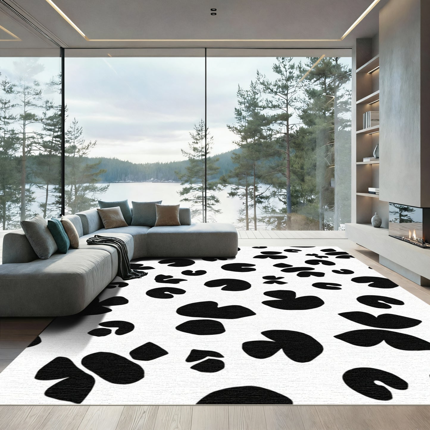 Black White Spotty Ochre Rug