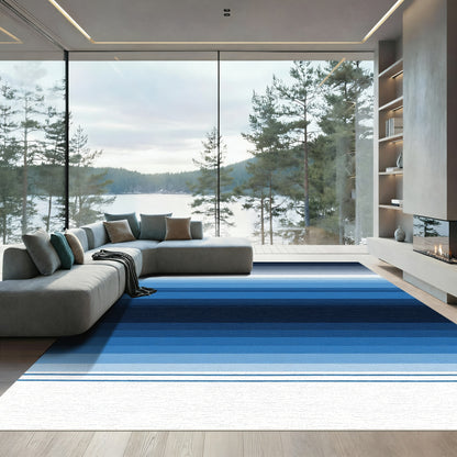 Deep Blue Gradient Horizontal Stripe Rug