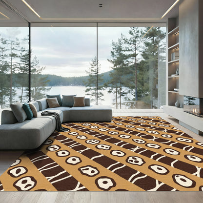 Brown Tan Organic Stripe Composition Rug