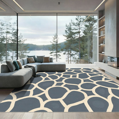 Gray And Cream Abstract Stone Rug