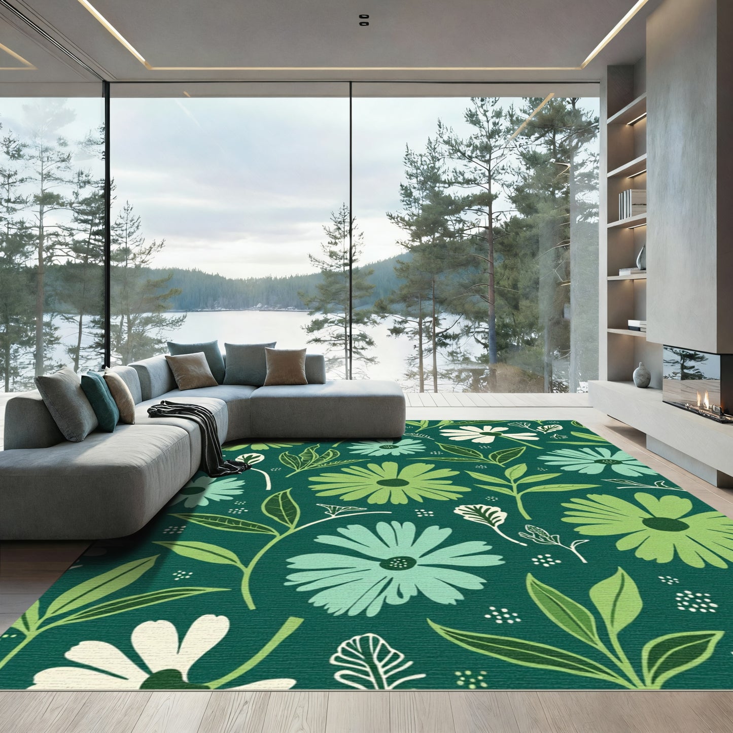 Shades Green Floral Meadow Rug