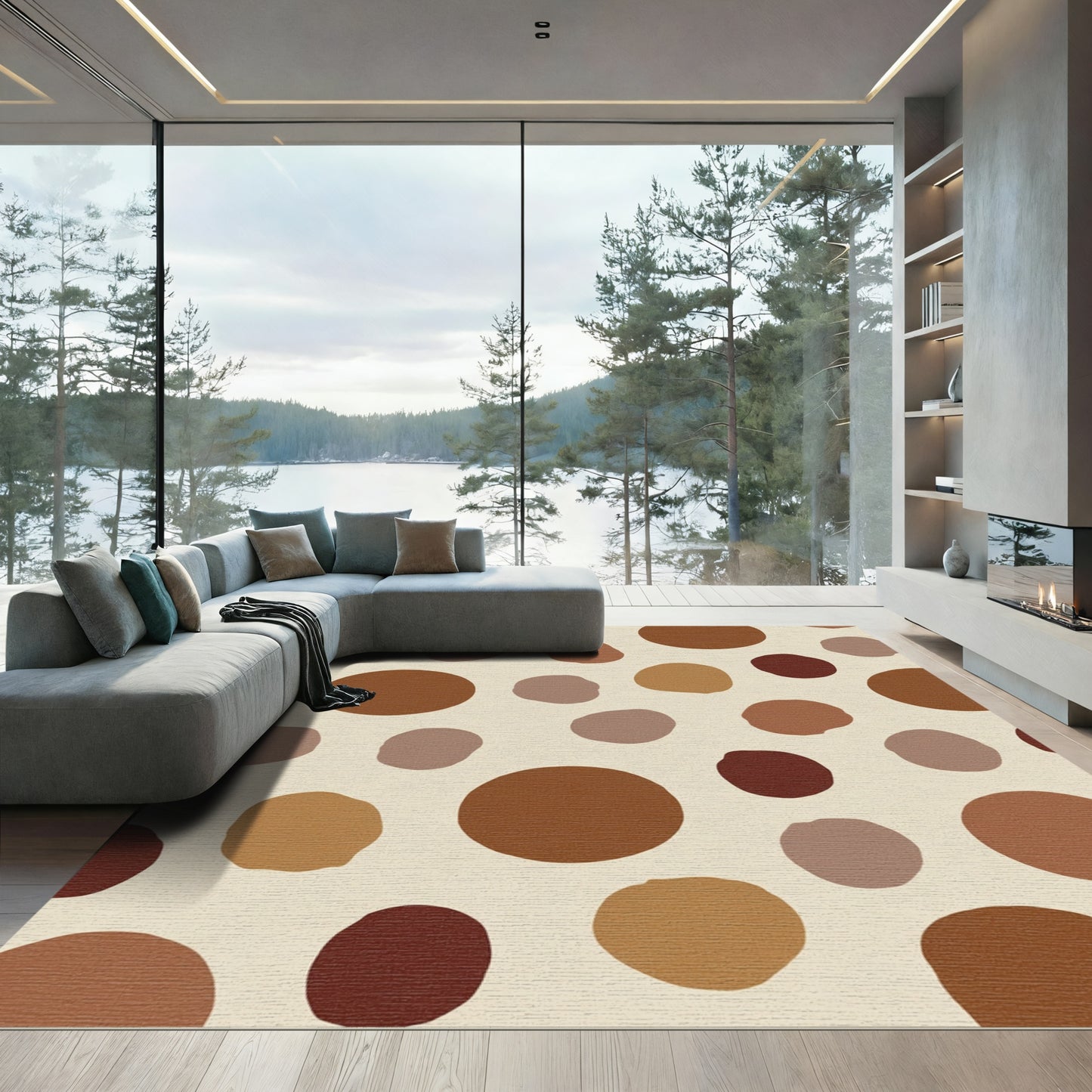 Earthy Circles Abstract Composition Rug