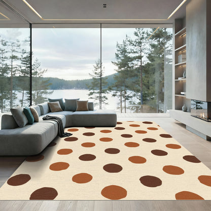 Earthy Brown And Beige Polka Dot Rug