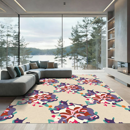 Vibrant Abstract Bloom Medallion Rug