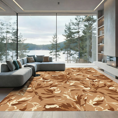 Earthy Tones Abstract Floral Swirl Rug
