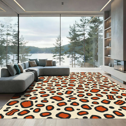 Bold Orange Leopard Spot Rug