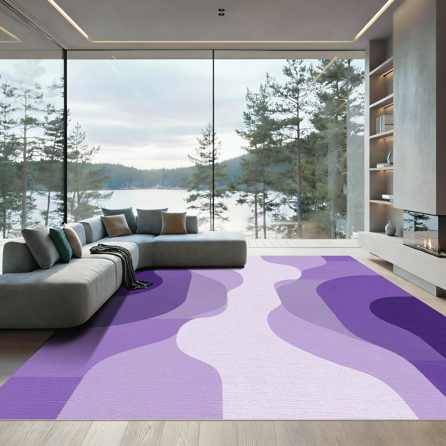 Gradient Purple Abstract Flow Rug