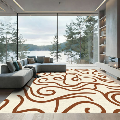 Terracotta Swirl Abstract Organic Rug