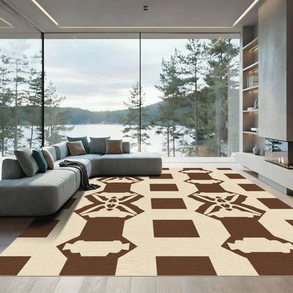 Brown Cream Geometric Lattice Rug