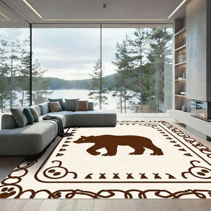 Brown Walking Bear Whimsical Frame Rug