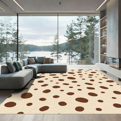 Creamy Beige Brown Spotted Rug