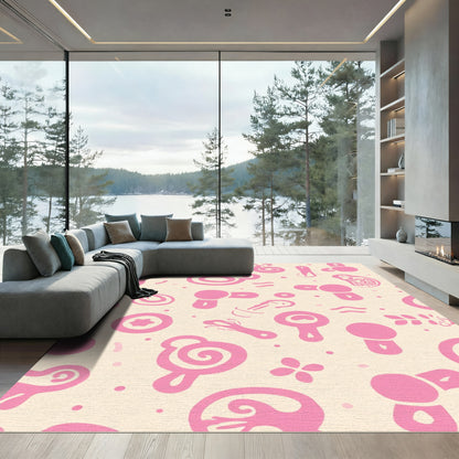 Whimsical Pink Abstract Forms Rug