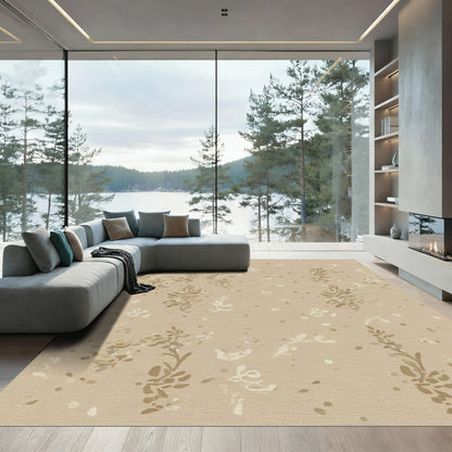 Neutral Tan Botanical Scatter Rug