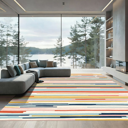 Bold Multicolored Horizontal Stripe Rug
