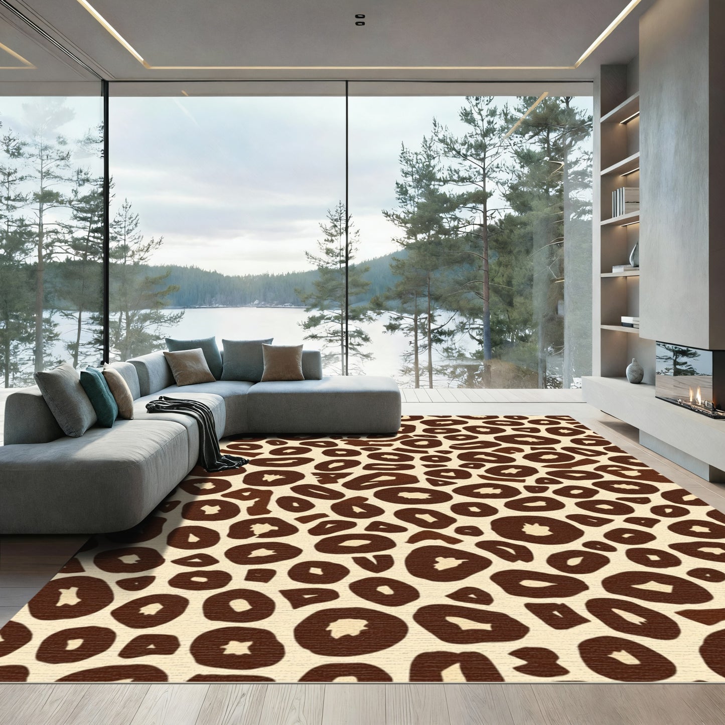 Brown Leopard Spots Texture Rug