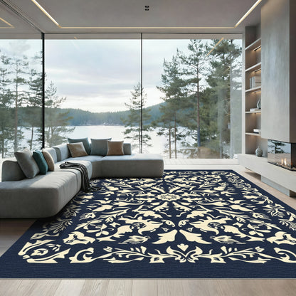 Cream Midnight Floral Medallion Composition Rug