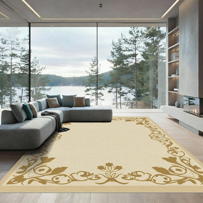 Golden Acanthus Leaves Scroll Border Rug