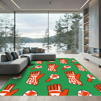 Orange Bone Hand Graphic Print Rug