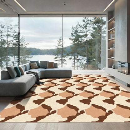 Abstract Organic Brown Beige Flow Rug
