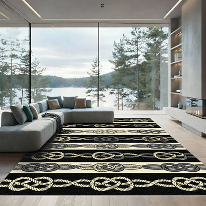 Nautical Rope Knot Stripe Rug