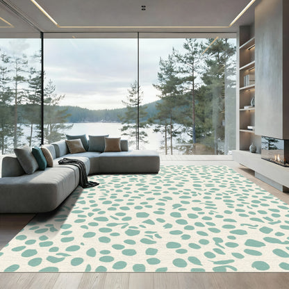 Mottled Teal Scattered Organic Shapes Rug
