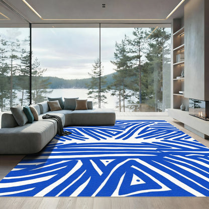 Bold Blue Dynamic Brushstroke Rug