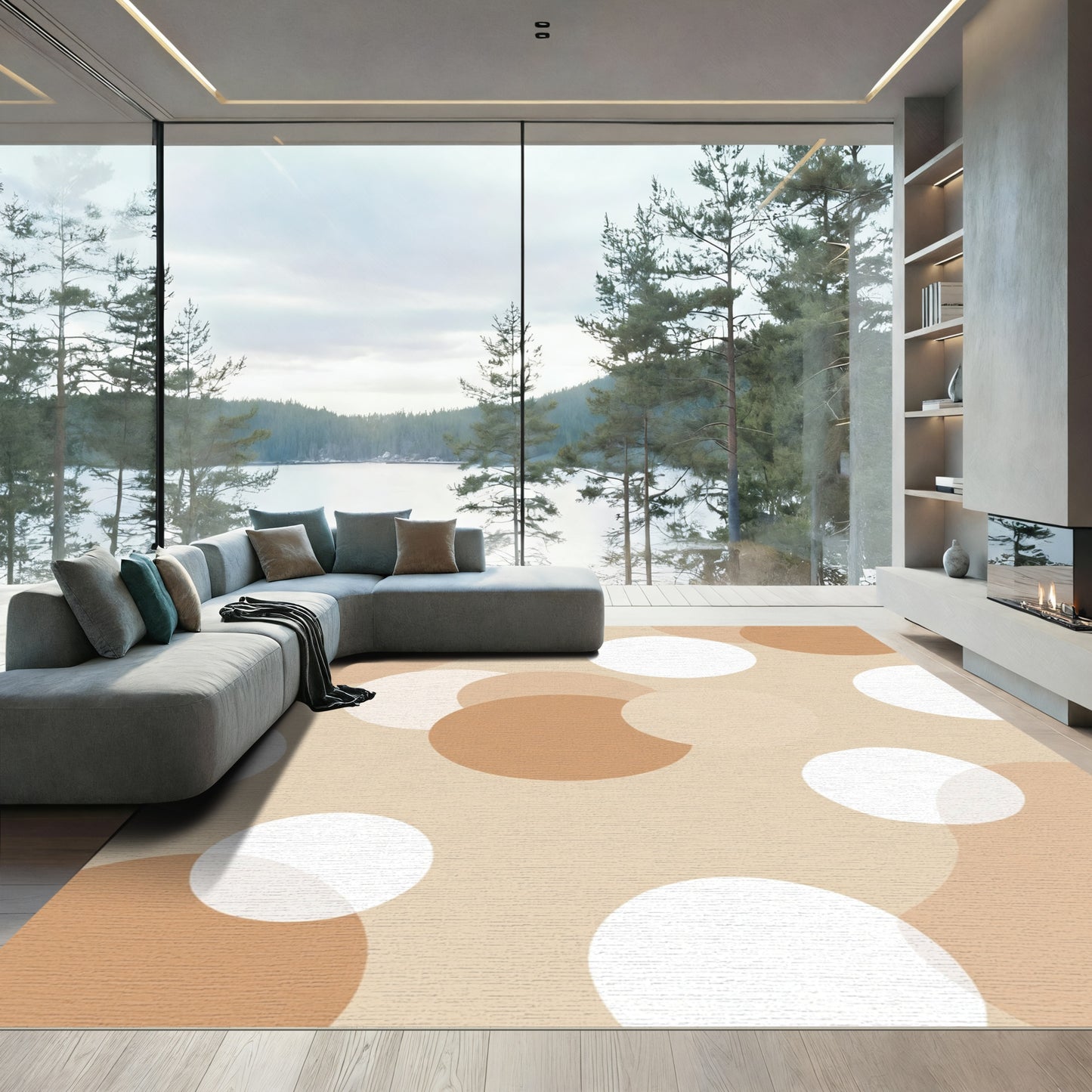 Earthy Tone Overlapping Circles Rug