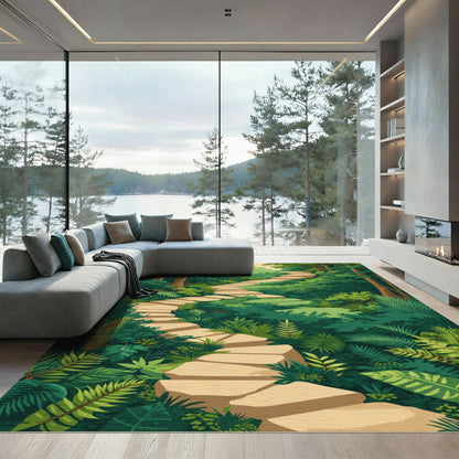 Verdant Forest Stone Path Rug