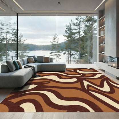 Chocolate Swirl Abstract Curves Rug