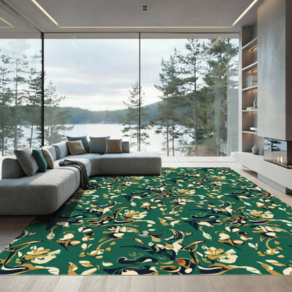 Emerald Abstract Floral Figurine Rug