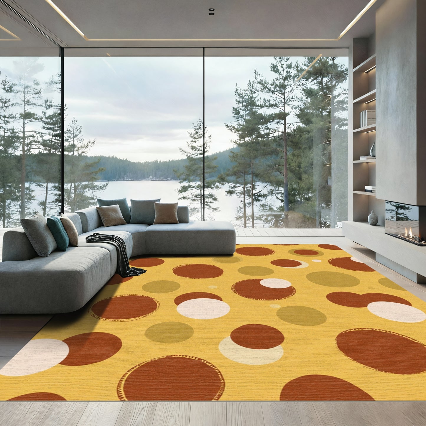 Retro Polka Dot Composition Rug