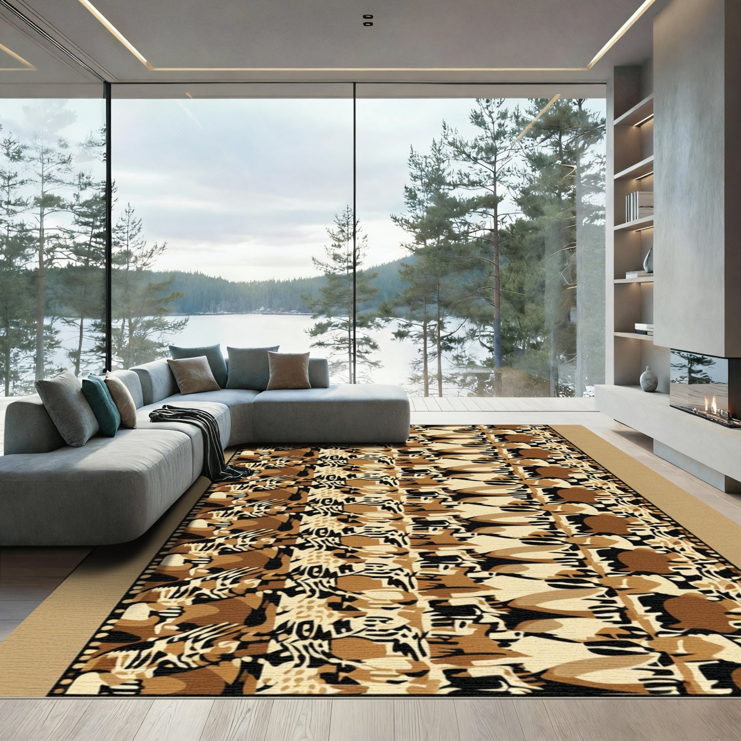 Earthy Camouflage Animal Print Rug