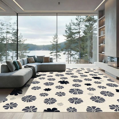 Dark Gray Scattered Floral Arrangement Rug