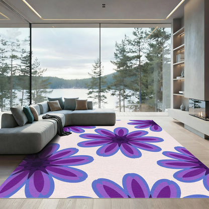 Purple Blue Layered Floral Bloom Rug