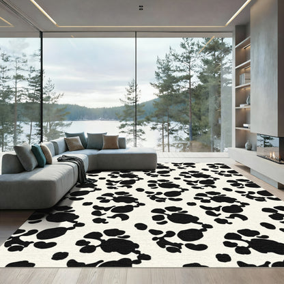 Black Dalmatian Spots On Cream Background Rug