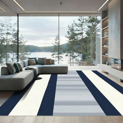 Navy White Gradient Stripe Rug
