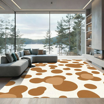 Brown Spotted Abstract Blob Rug