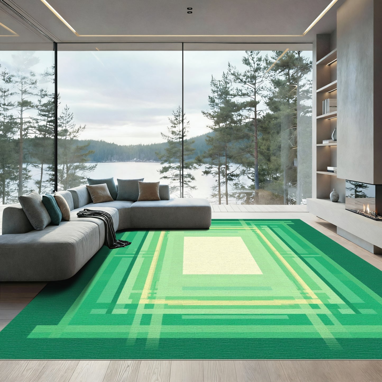 Emerald Geo Overlap Tunnel Rug