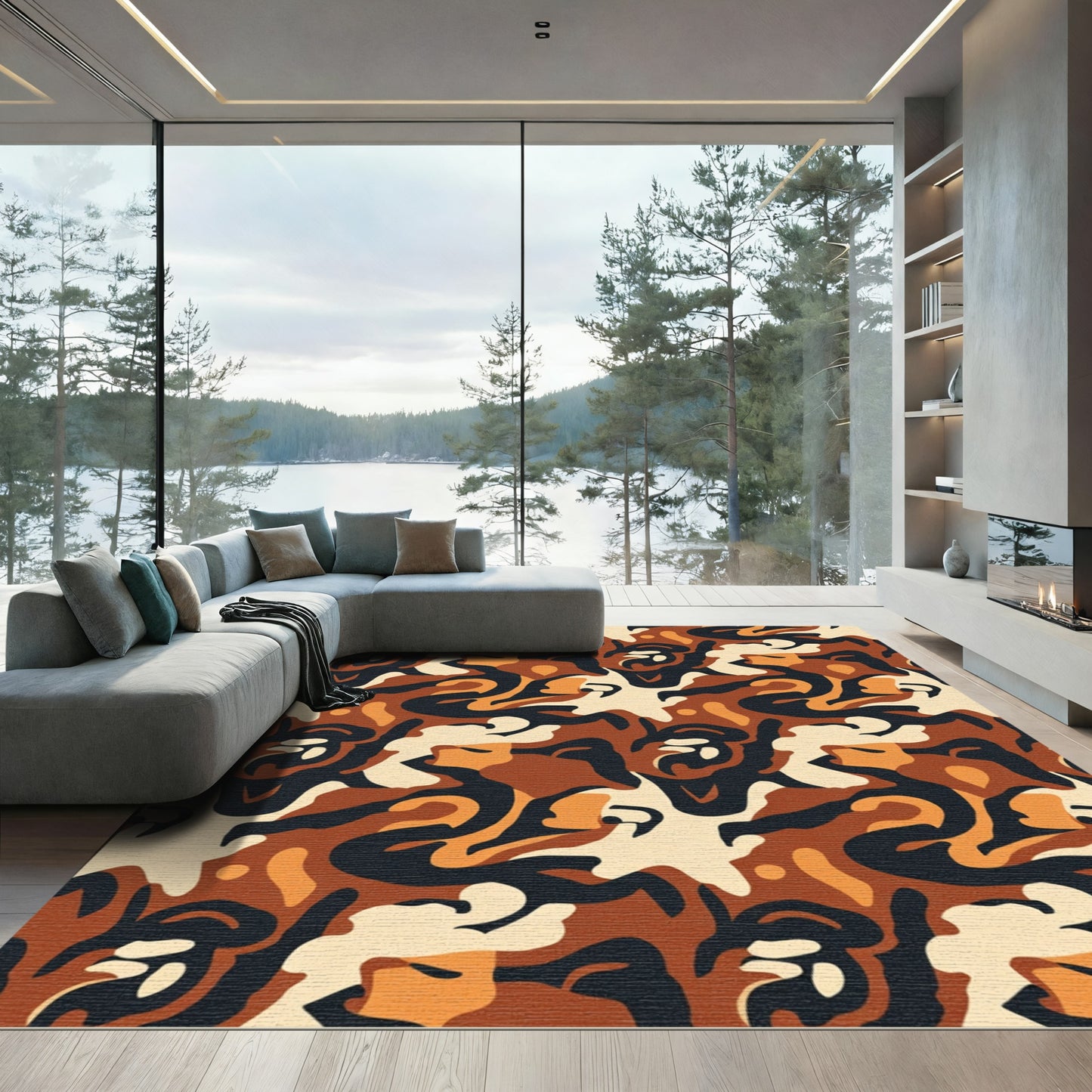 Earthy Organic Camouflage Abstraction Rug