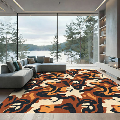 Earthy Organic Camouflage Abstraction Rug