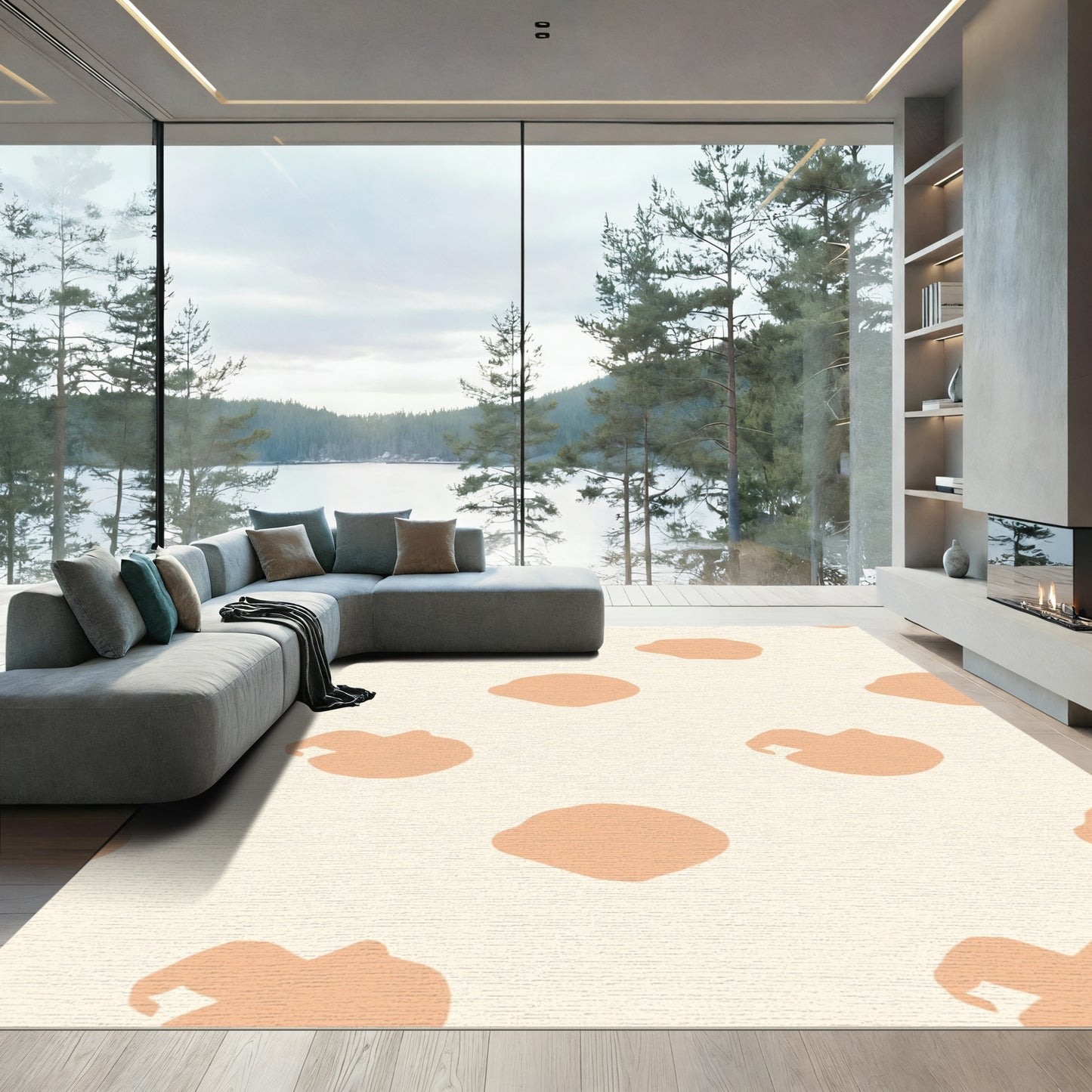 Minimalist Peach Blob Scatter Rug