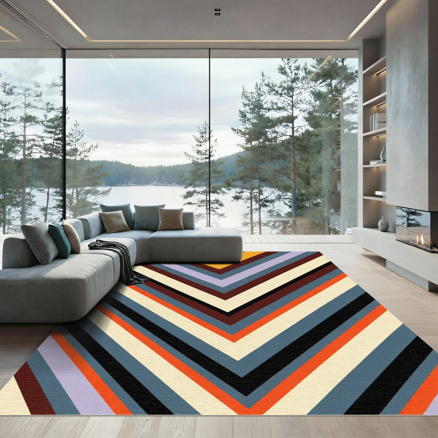 Colorful Chevron Stripes Rug