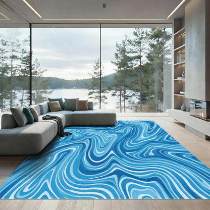 Brave Blue Swirling Tides Rug