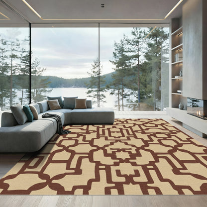Rustic Earthy Geometric Lattice Rug