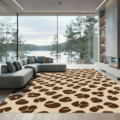 Brown Coffee Bean Organic Pattern Rug