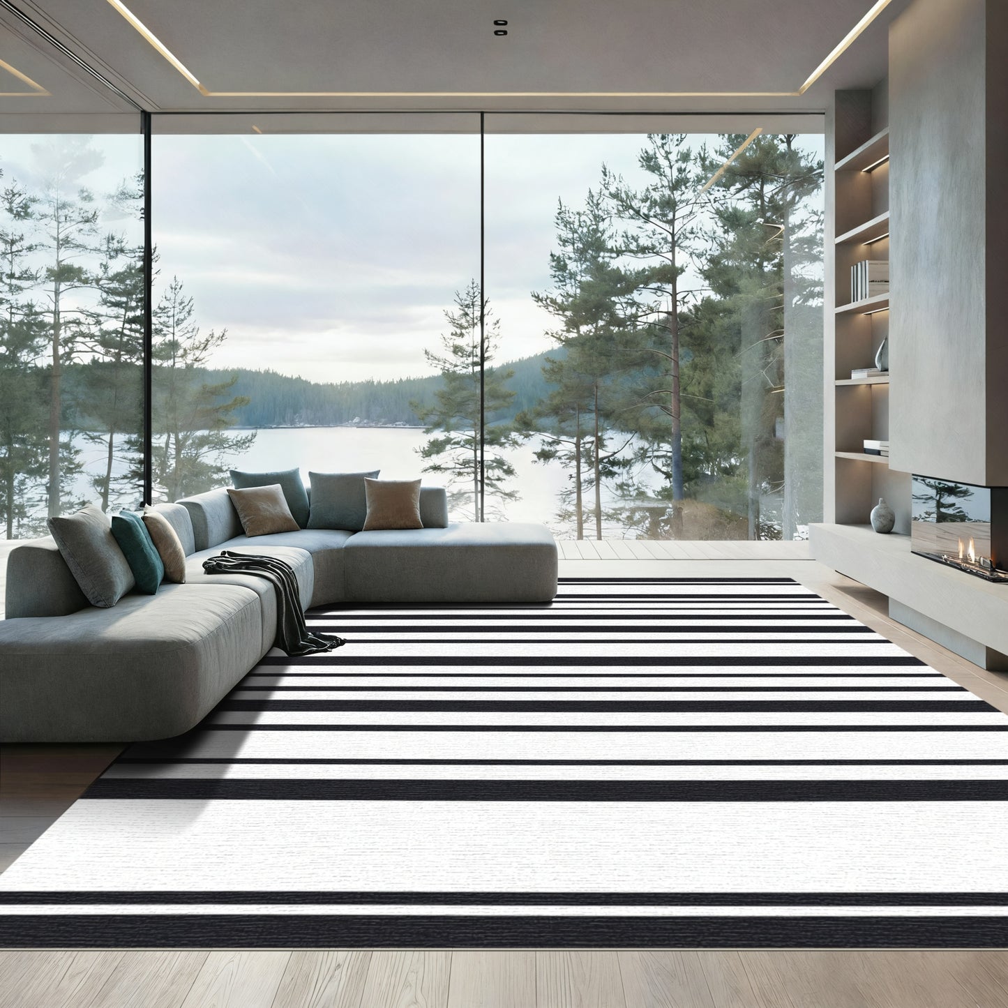 Linear Contrast Horizontal Bands Rug