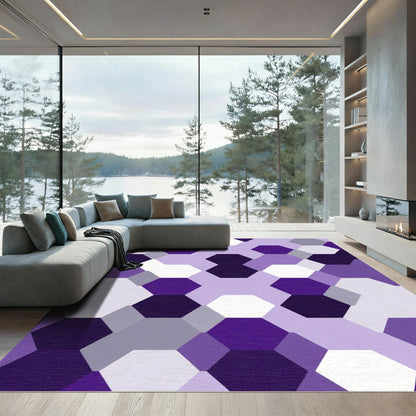 Purple Hexagonal Geometric Collage Rug