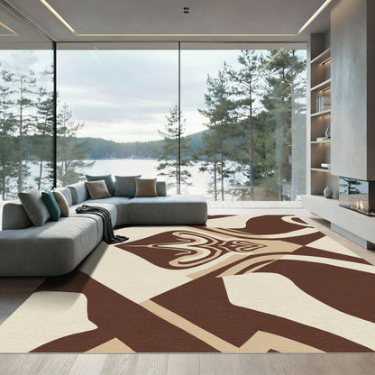 Earth Tones Abstract Swirl Diamond Rug