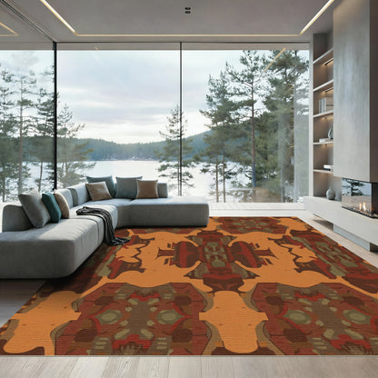 Terracotta Abstract Geometric Contemporary Rug