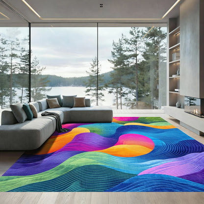 Vibrant Wavy Multicolor Rug
